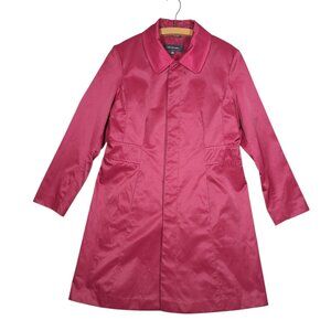 Jones New York Womens Trench Coat Pink Magenta Fuchsia Satin Rain XL Barbiecore